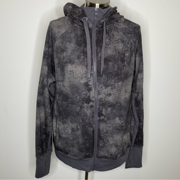 Danskin Grey Marble Zip Up Hooded Sweatshirt - Picture 1 of 11